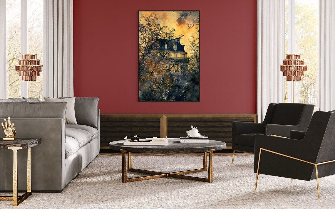 Victorian Gothic House, Vintage Halloween Art Print - Image 4