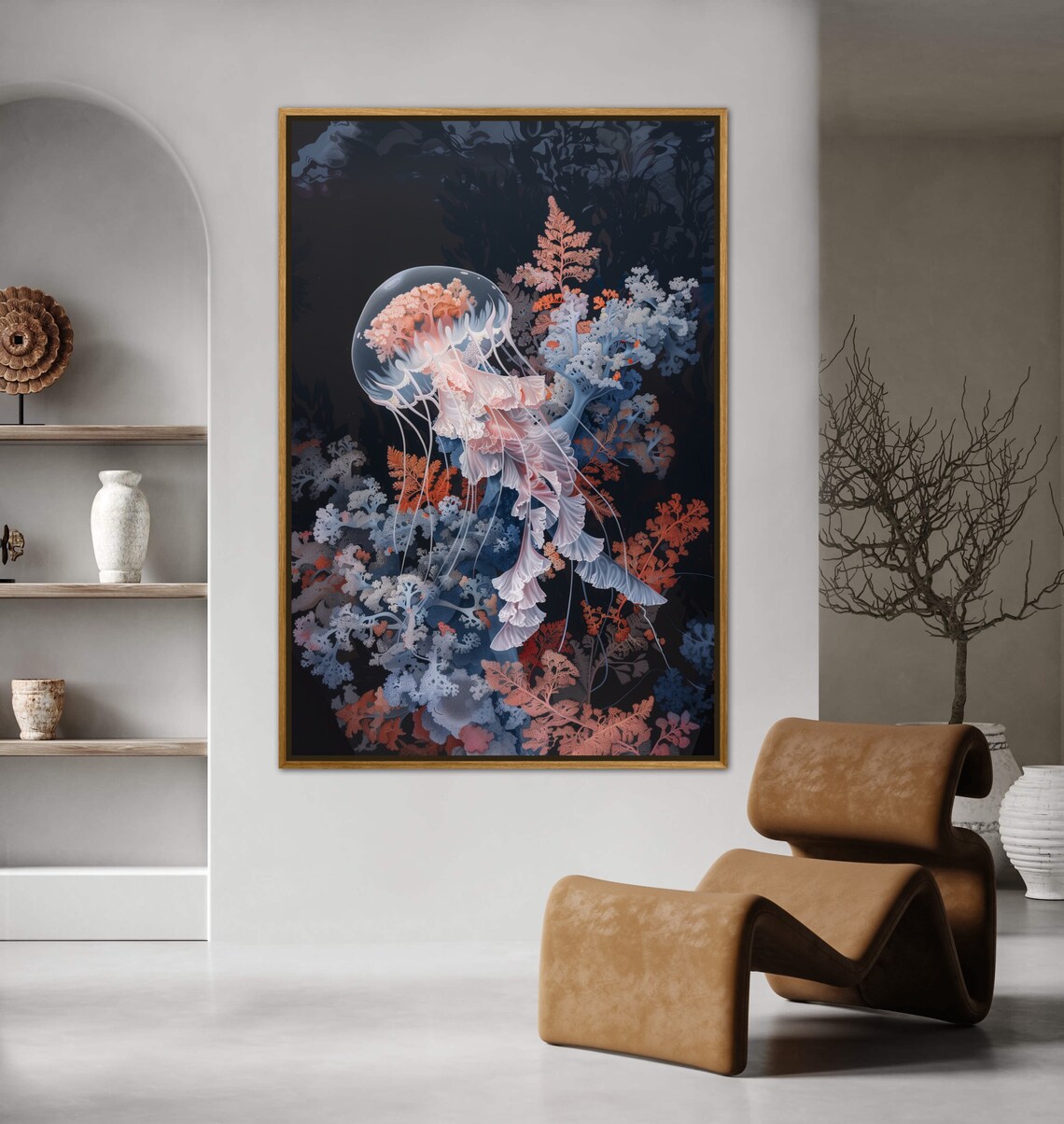 Dreamy Jellyfish Coral Reef Underwater Midnight Ocean Life Art Print - Image 3