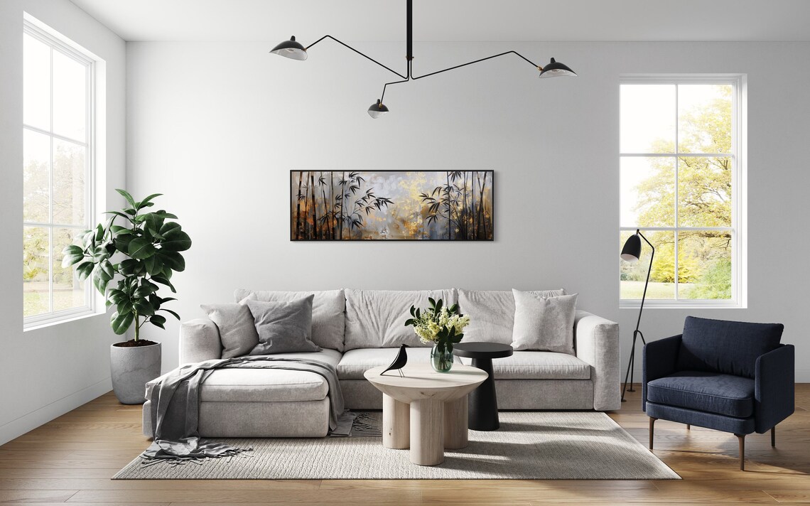 Zen Bamboo Panorama, Feng Shui Beach House Art Print - Image 4