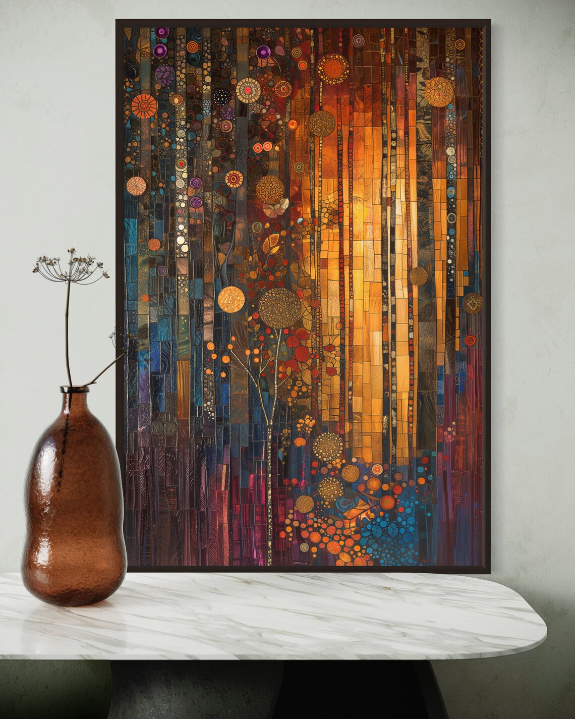 Klimt-Inspired Abstract Forest Wall Art Print - Image 5