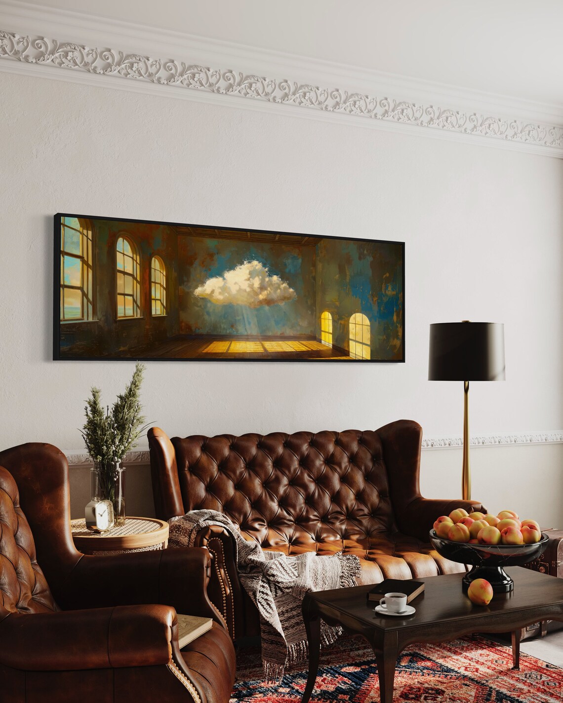 Surreal Cloud Vintage Illustration, Panoramic Art Print - Image 3