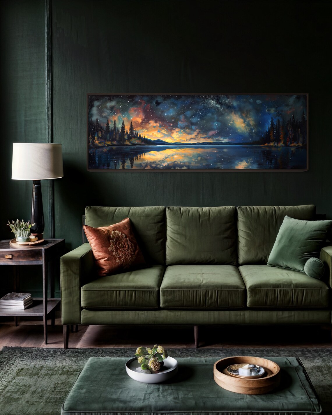 Starry Night Over the Lake, Panoramic Art Print - Image 4