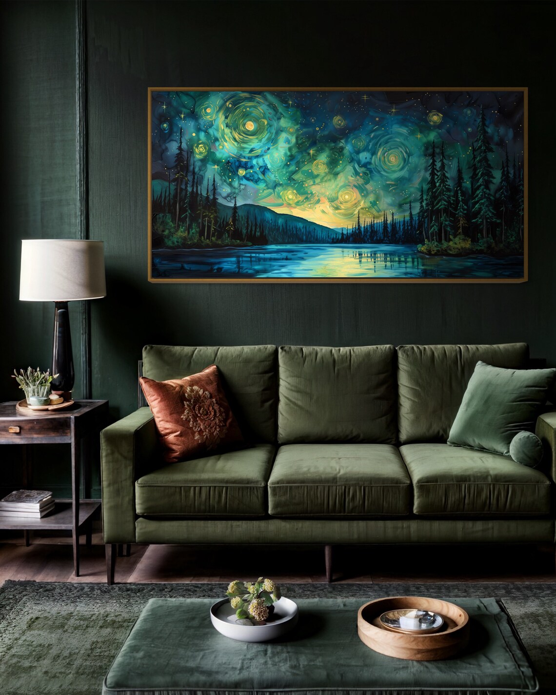 Van Gogh-Inspired Twilight Pine Forest Art Print - Image 4