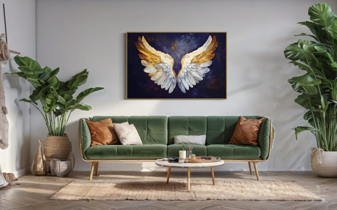 Angel Wings Gold White Feathers Dark Background Divine Luxury Poster - Image 4