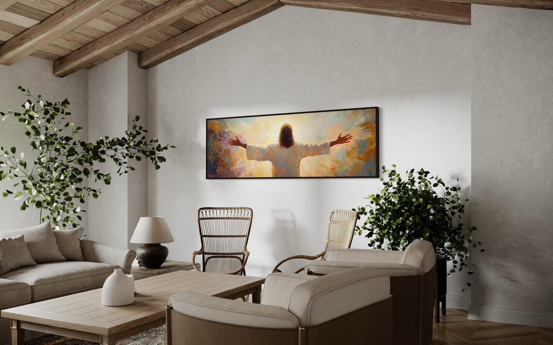 Jesus Open Arms, Modern Christian Wall Art Print - Image 4