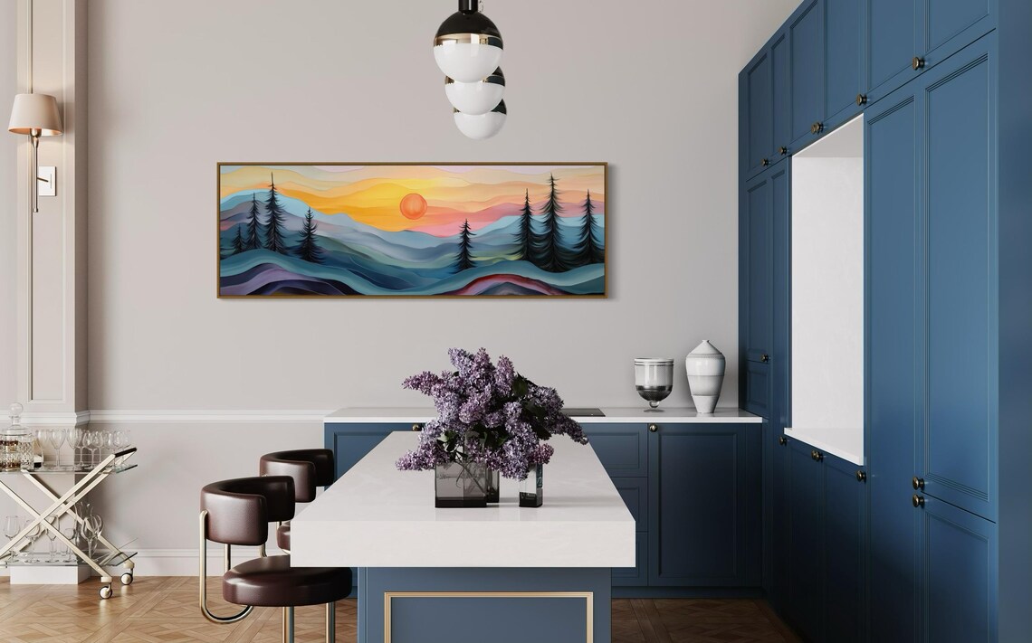 Colorful Sunset Landscape, Boho Abstract Art Print - Image 3