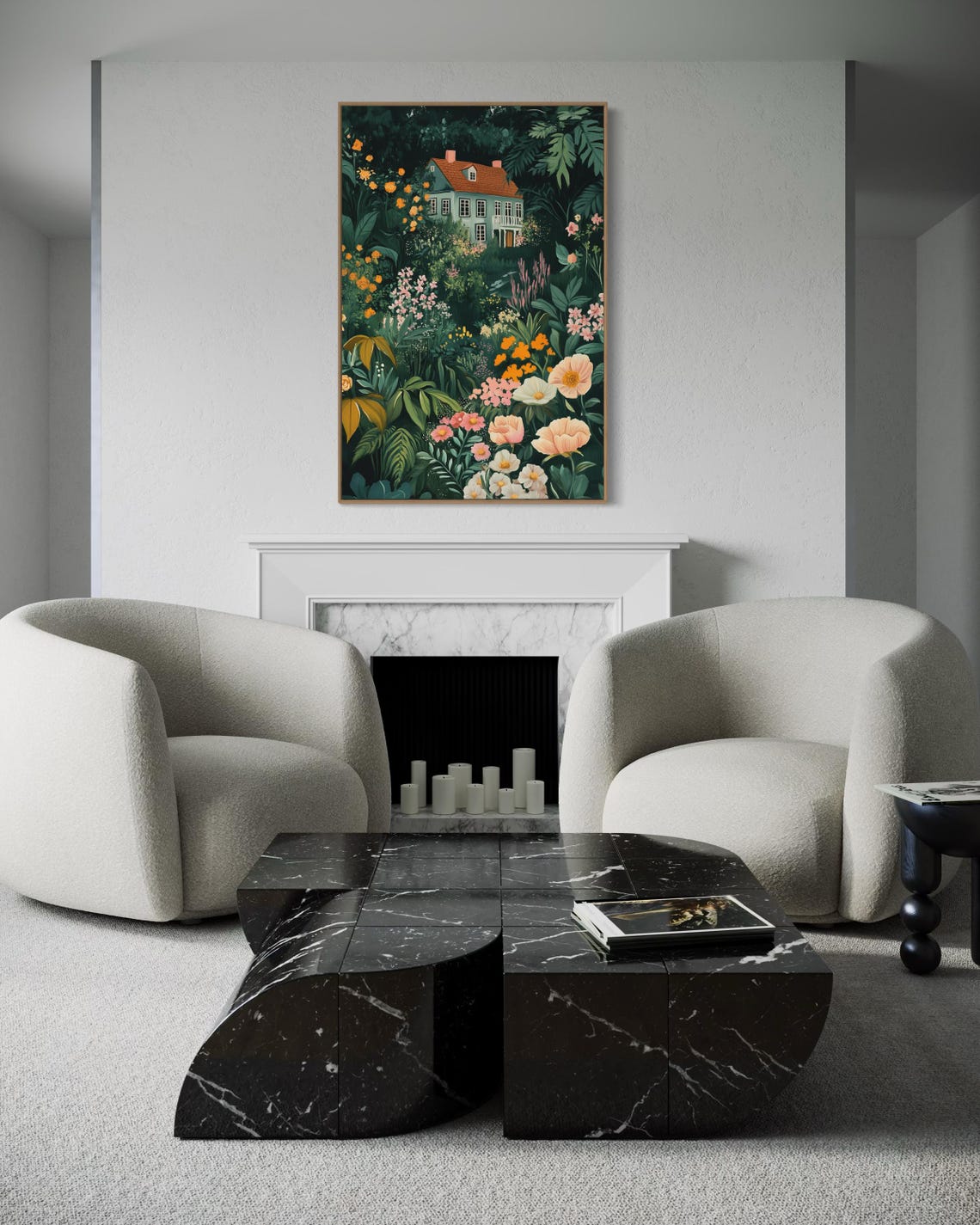 Enchanted Cottage Garden Dark Moody Floral House Dreamy Wall Art Print - Image 4