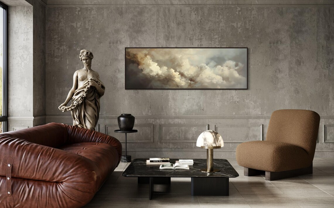 Gentle Beige Cloud Panorama, Neutral Sky Art Print - Image 3