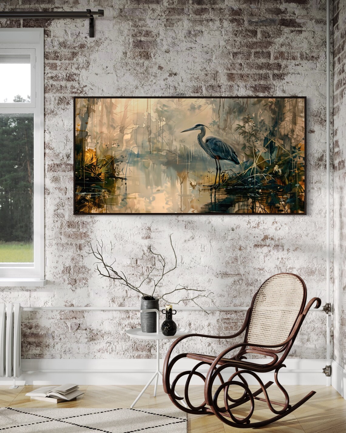 Moody Blue Heron Print, Lake House Bird Art - Image 3