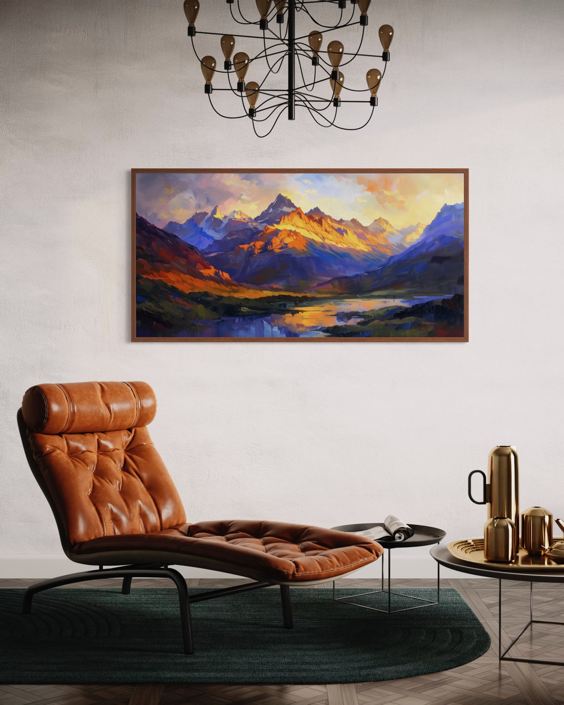 Alpine Mountains Golden Sunset Peaks Lake Reflection Travel Poster - Image 4