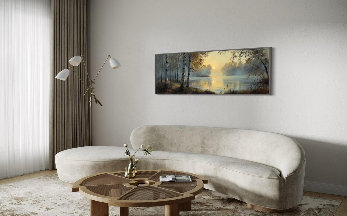 Golden Sunrise Over Birch Trees, Forest Landscape Art Print - Image 5