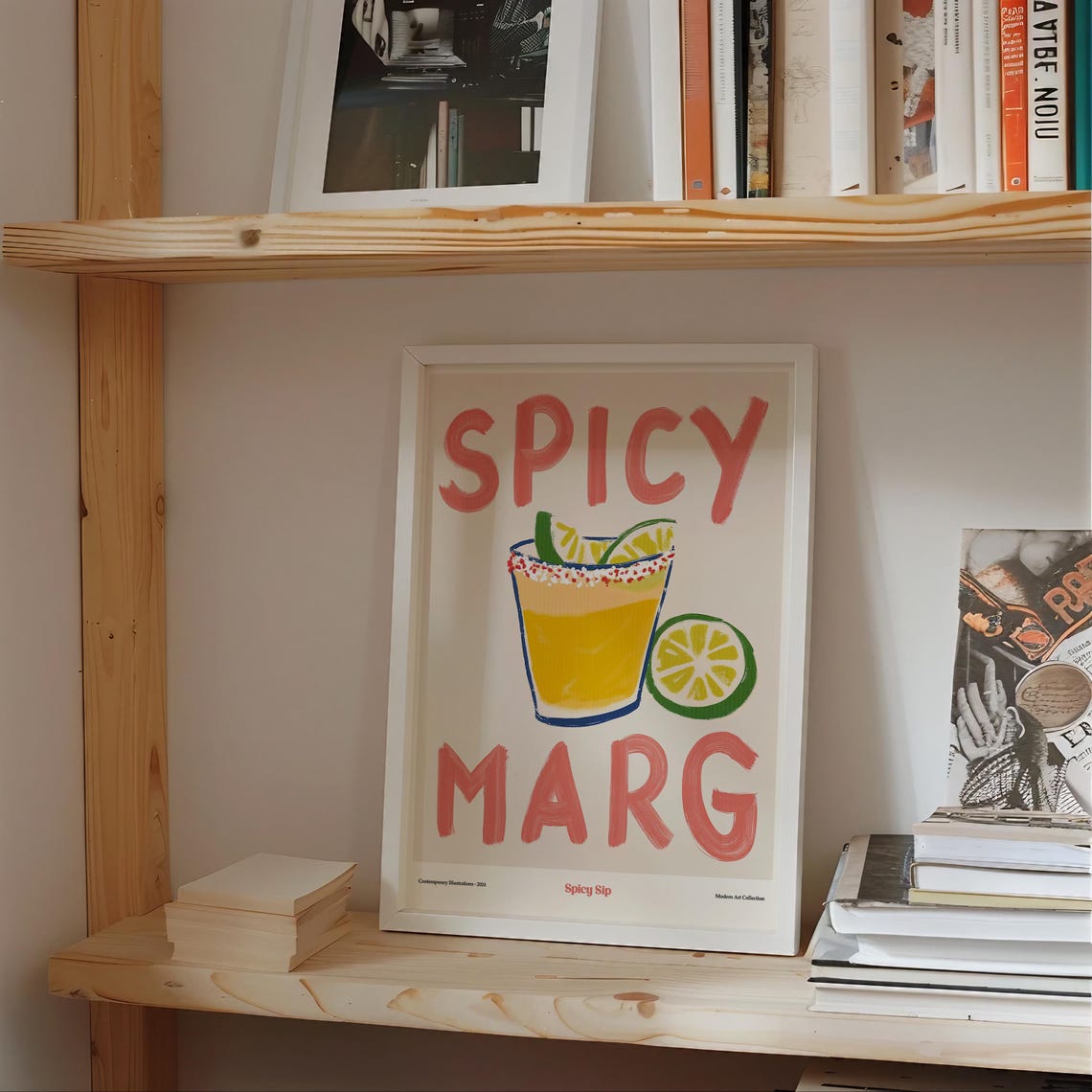 Spicy Marg Margarita Cocktail Hand Drawn Bar Cart Decor Poster - Image 3