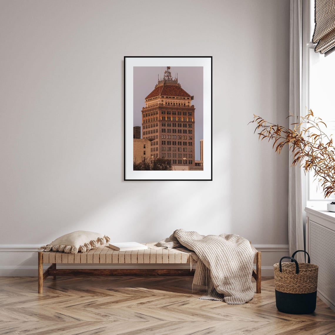 Fresno Historic Tower Building Red Tile Roof Dusk Photo Poster - Image 2