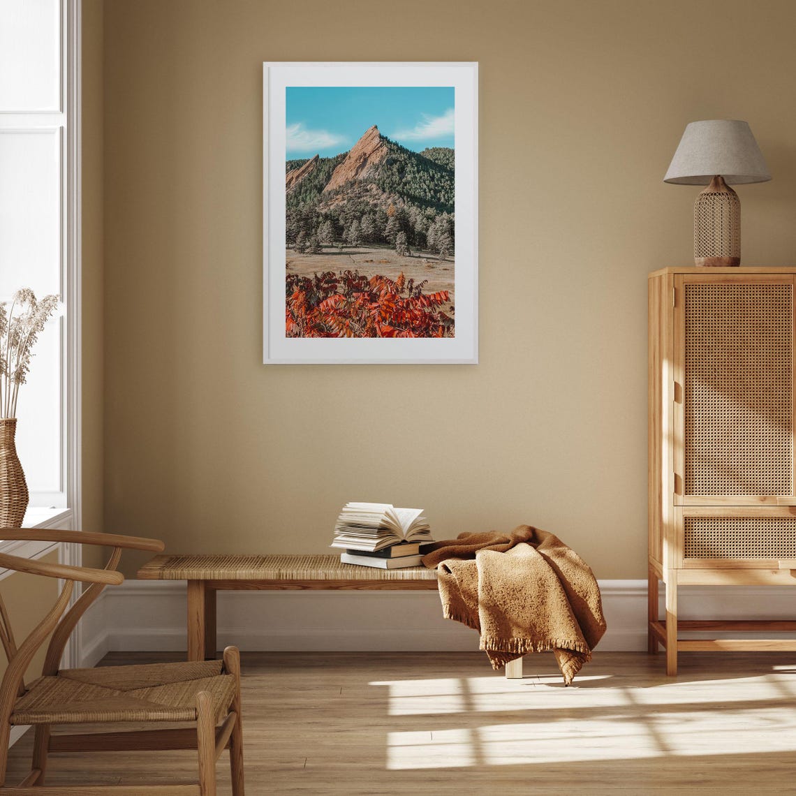 Boulder Flatirons With Flaming Red Autumn Sumac Colorado Poster - Image 3