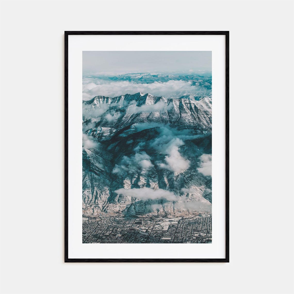 Salt Lake City Wasatch Mountains Aerial Snow View Utah Poster