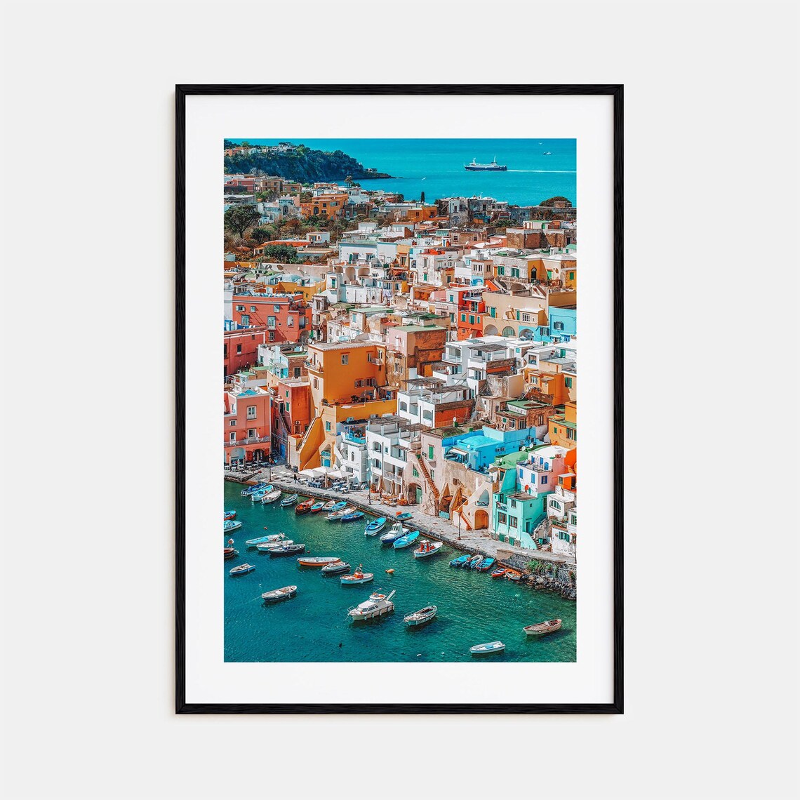 Naples Italy Colorful Fishing Village Boats Harbor Art Poster