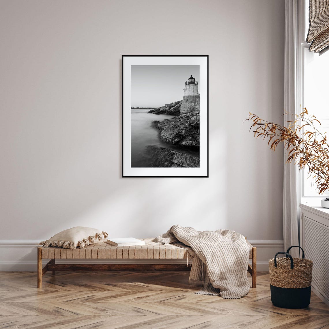 Narragansett Castle Hill Lighthouse Rocky Shore Ocean Poster - Image 2