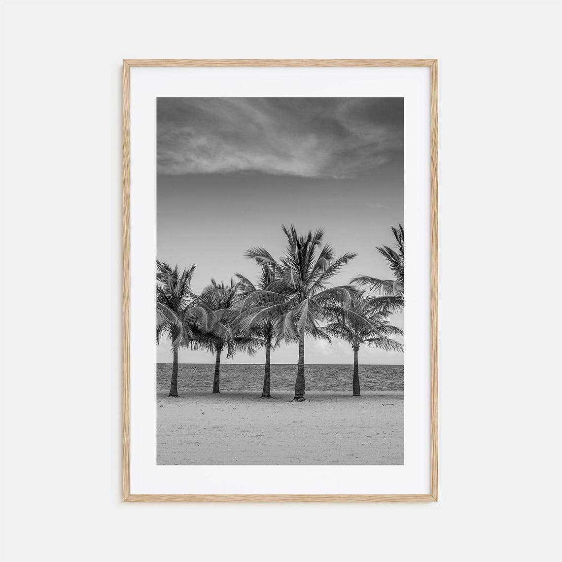 Florida Palm Trees Beach Black And White Tropical Coastal Poster
