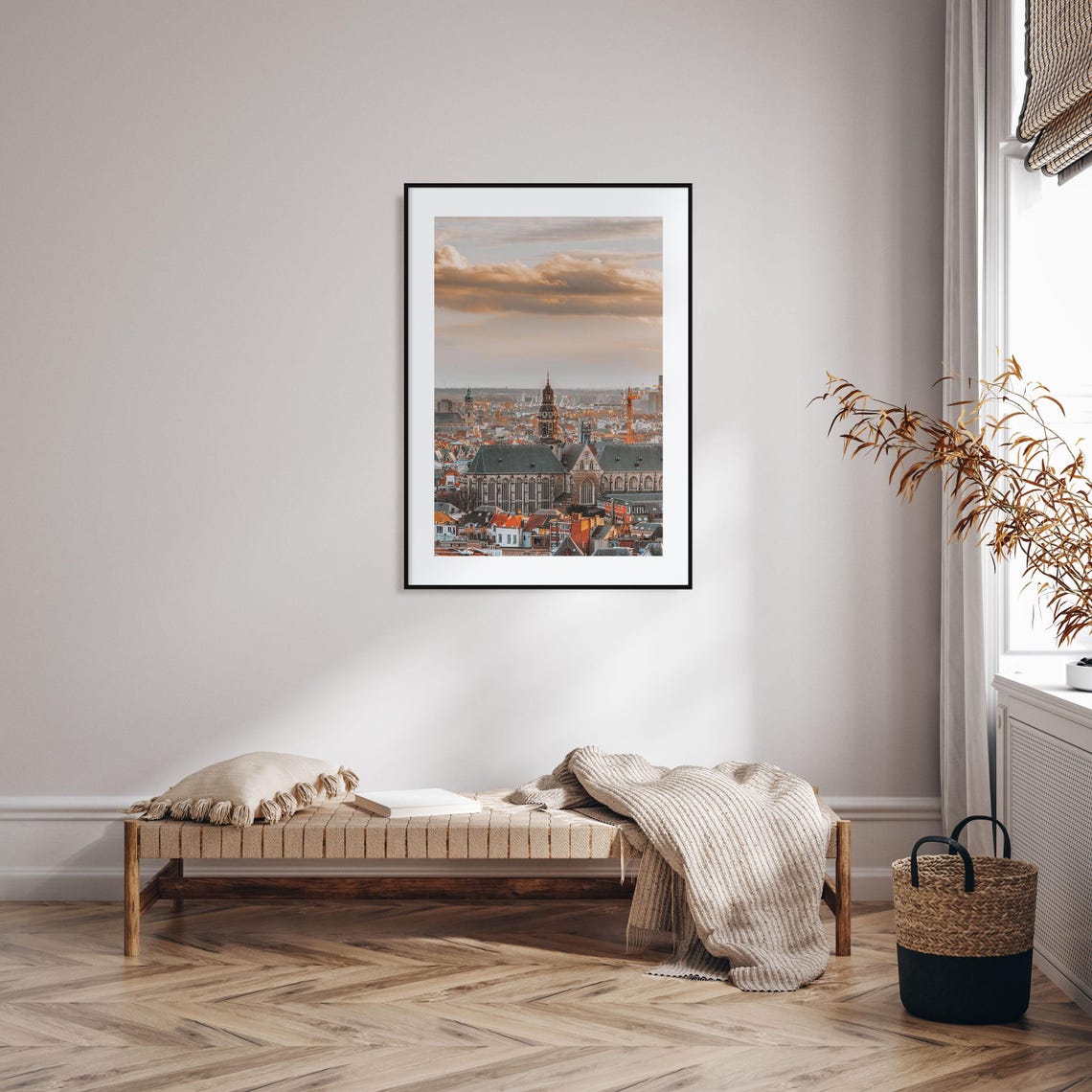 Antwerp Belgium City Skyline Cathedral at Golden Hour Poster - Image 2