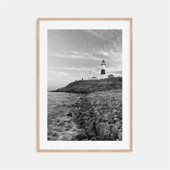 Long Beach Island Travel Poster, Black and White Art