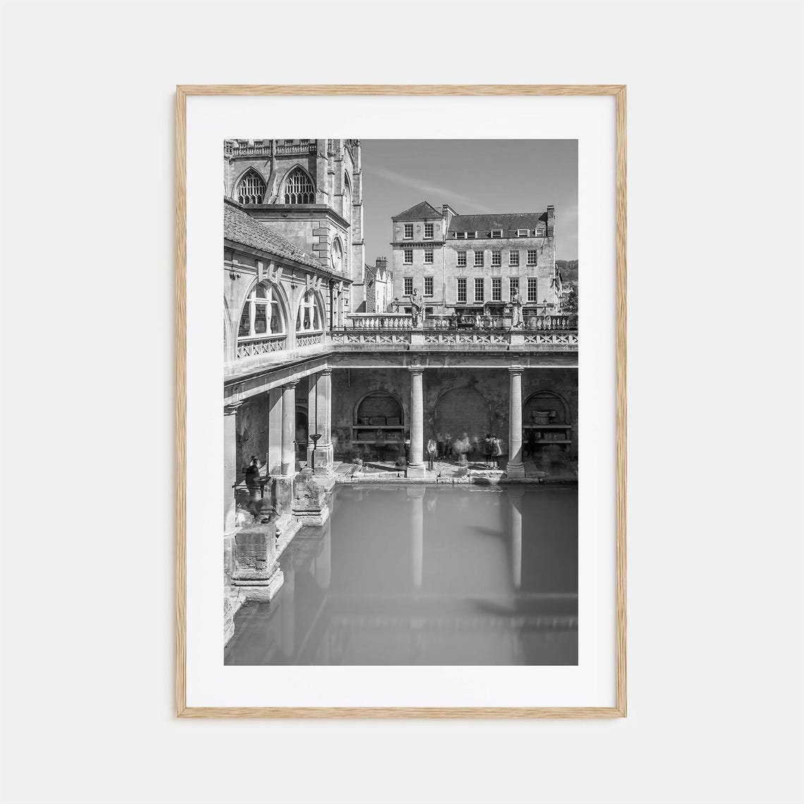 Bath England Roman Baths Great Bath Black and White Photo Poster