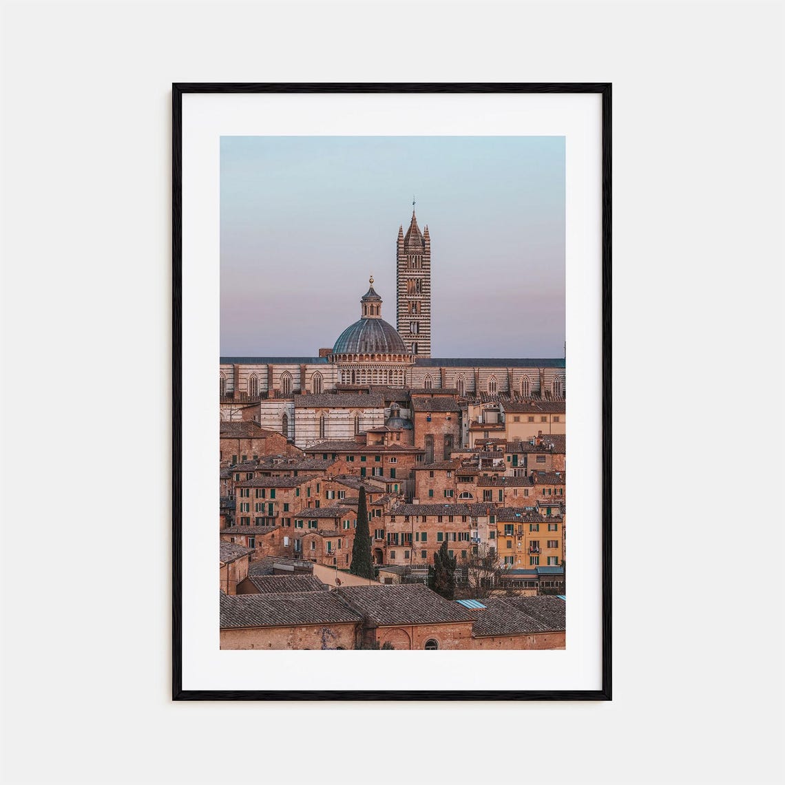 Siena Italy Cathedral Dome Sunset Tuscan Rooftops View Poster