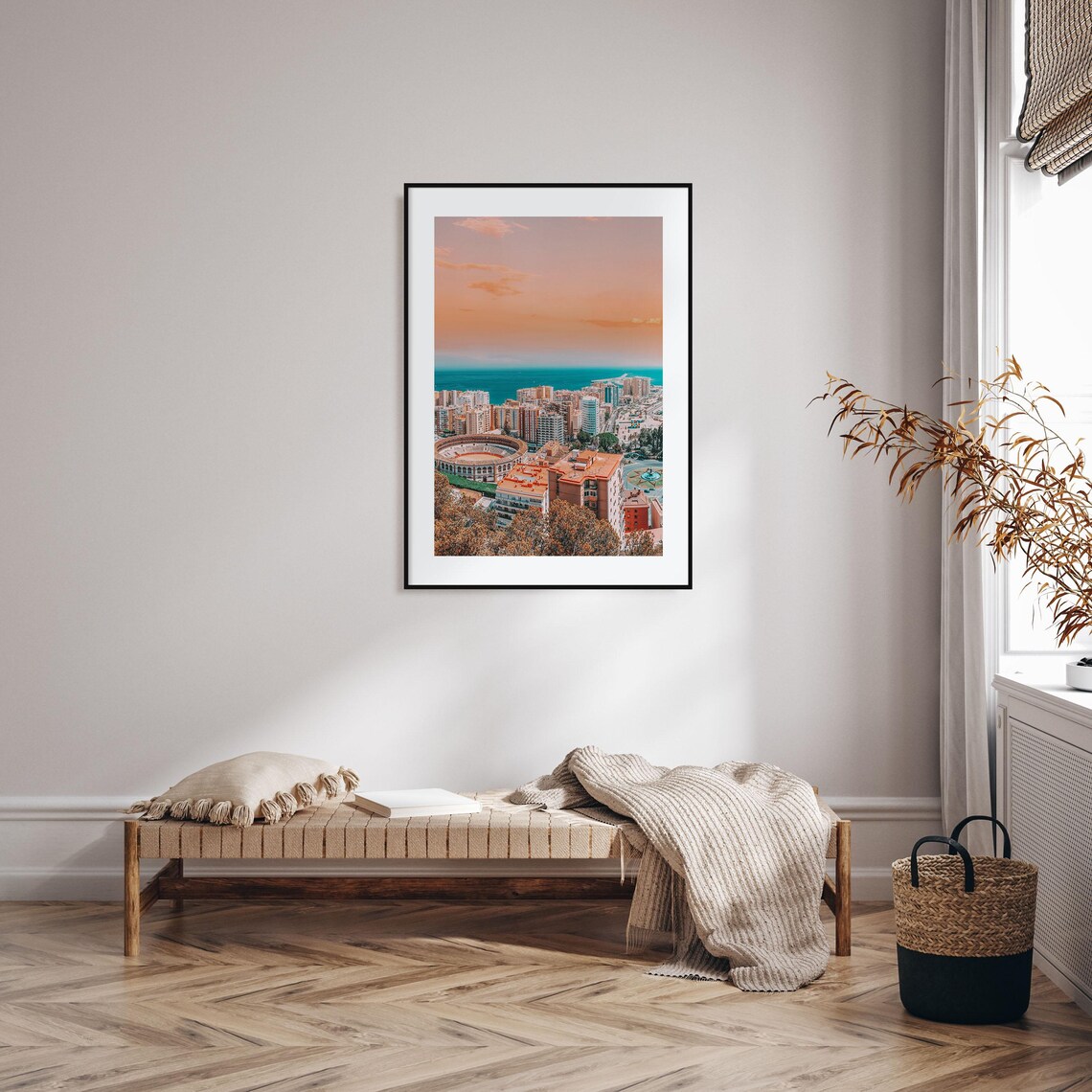 Malaga Spain Sunset Photo Bullring Port City View Mediterranean Poster - Image 2