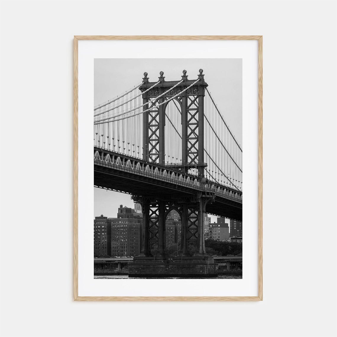 Manhattan Bridge Black And White Steel Tower Brooklyn Poster