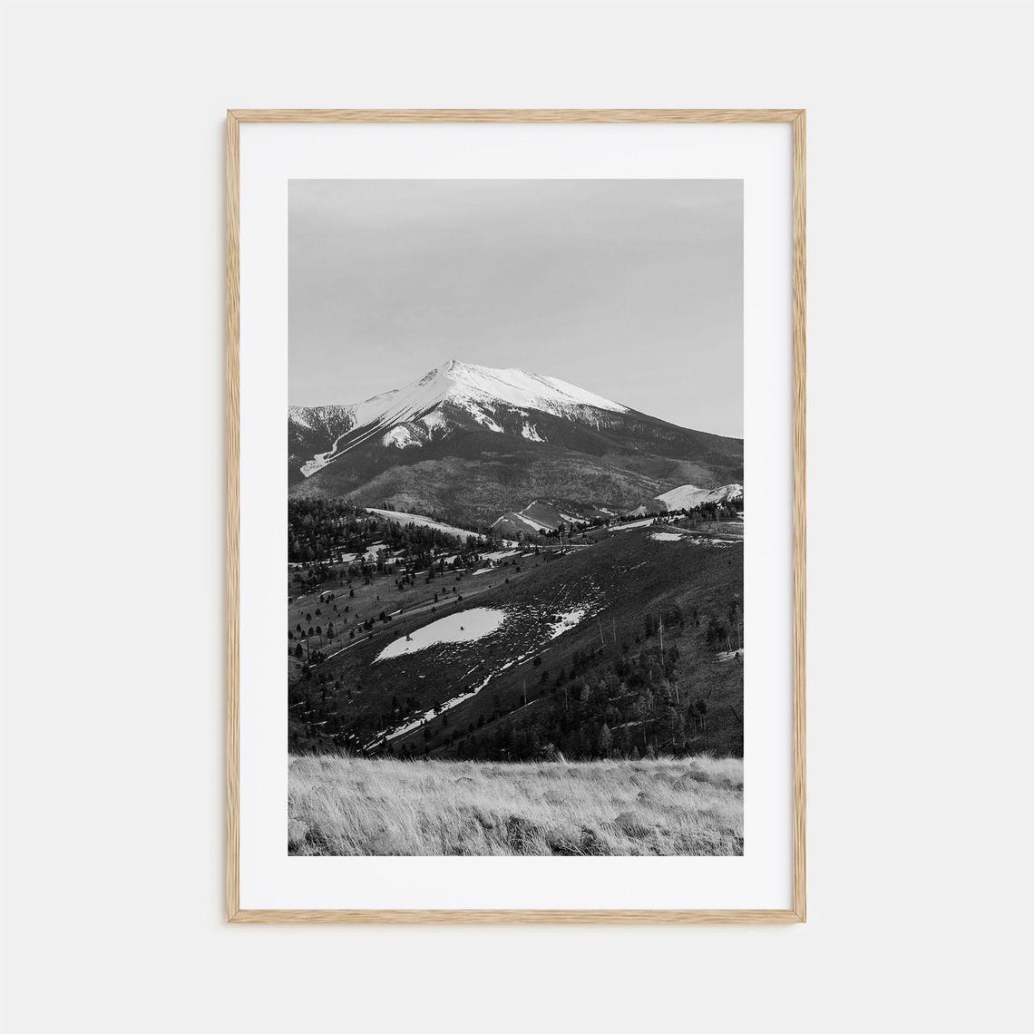 Flagstaff San Francisco Peaks Snowy Summit Black And White Poster