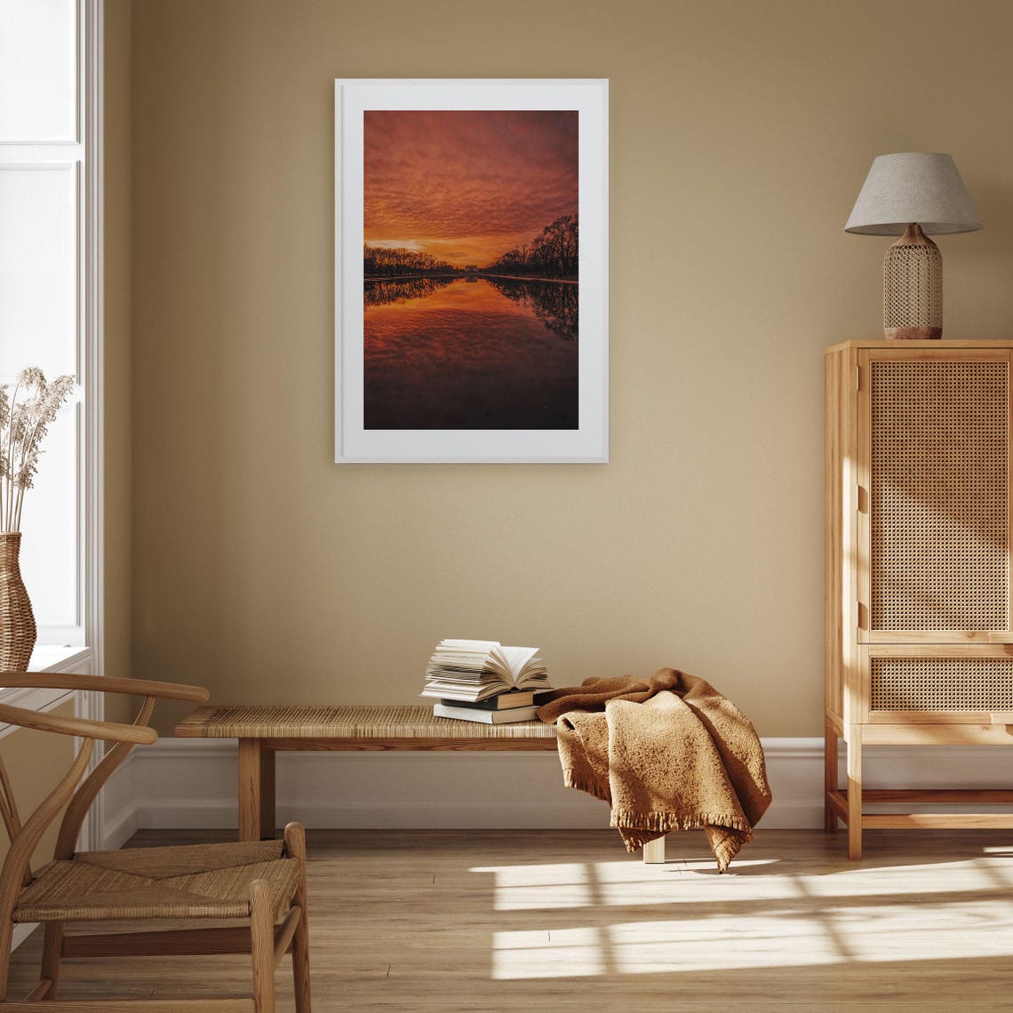 Washington DC National Mall Reflection Pool at Fiery Sunset Poster - Image 2