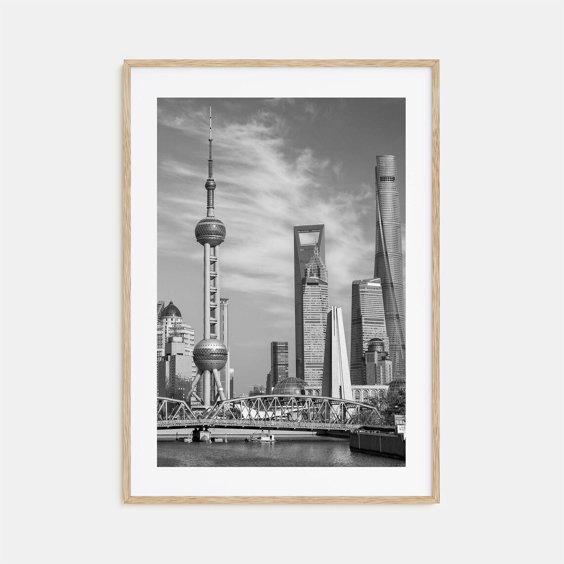 Shanghai Black And White Travel Poster Print