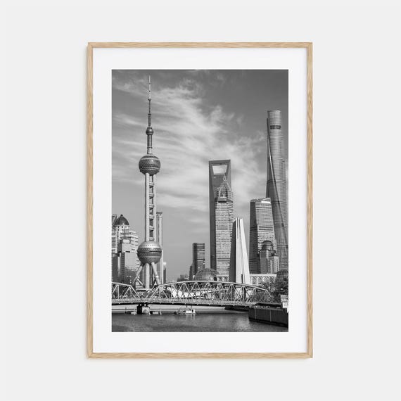 Shanghai Black And White Travel Poster Print