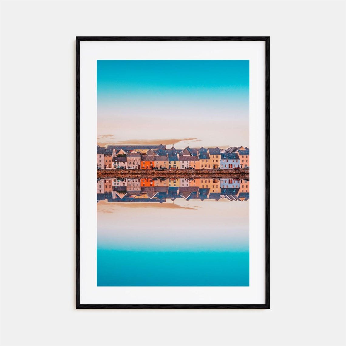 Galway Ireland Waterfront Houses Sunset Harbor Reflection Poster