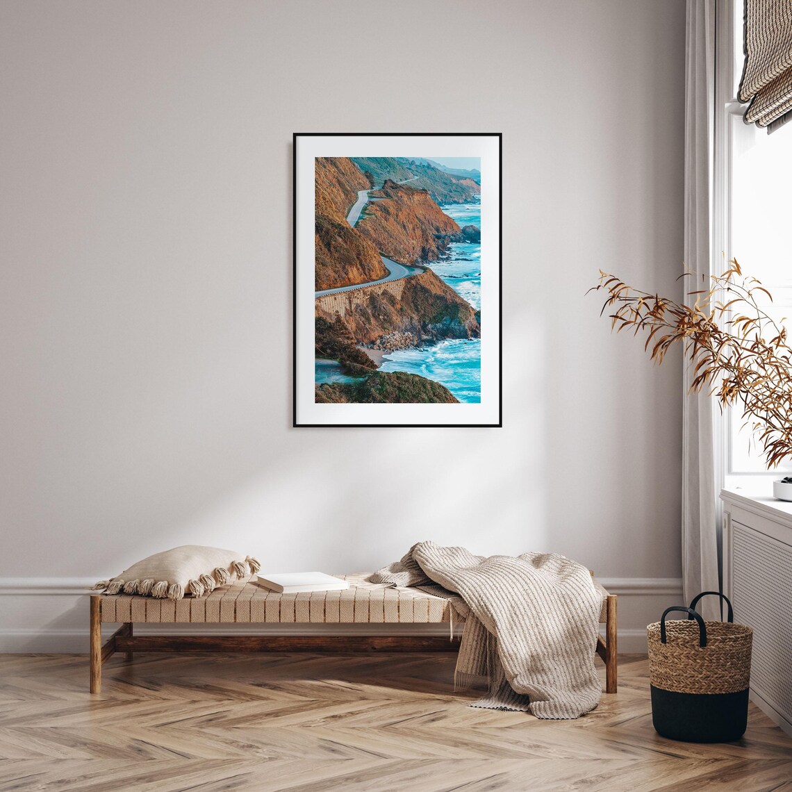 Pacific Coast Highway Colorful Travel Poster, Map Art - Image 2