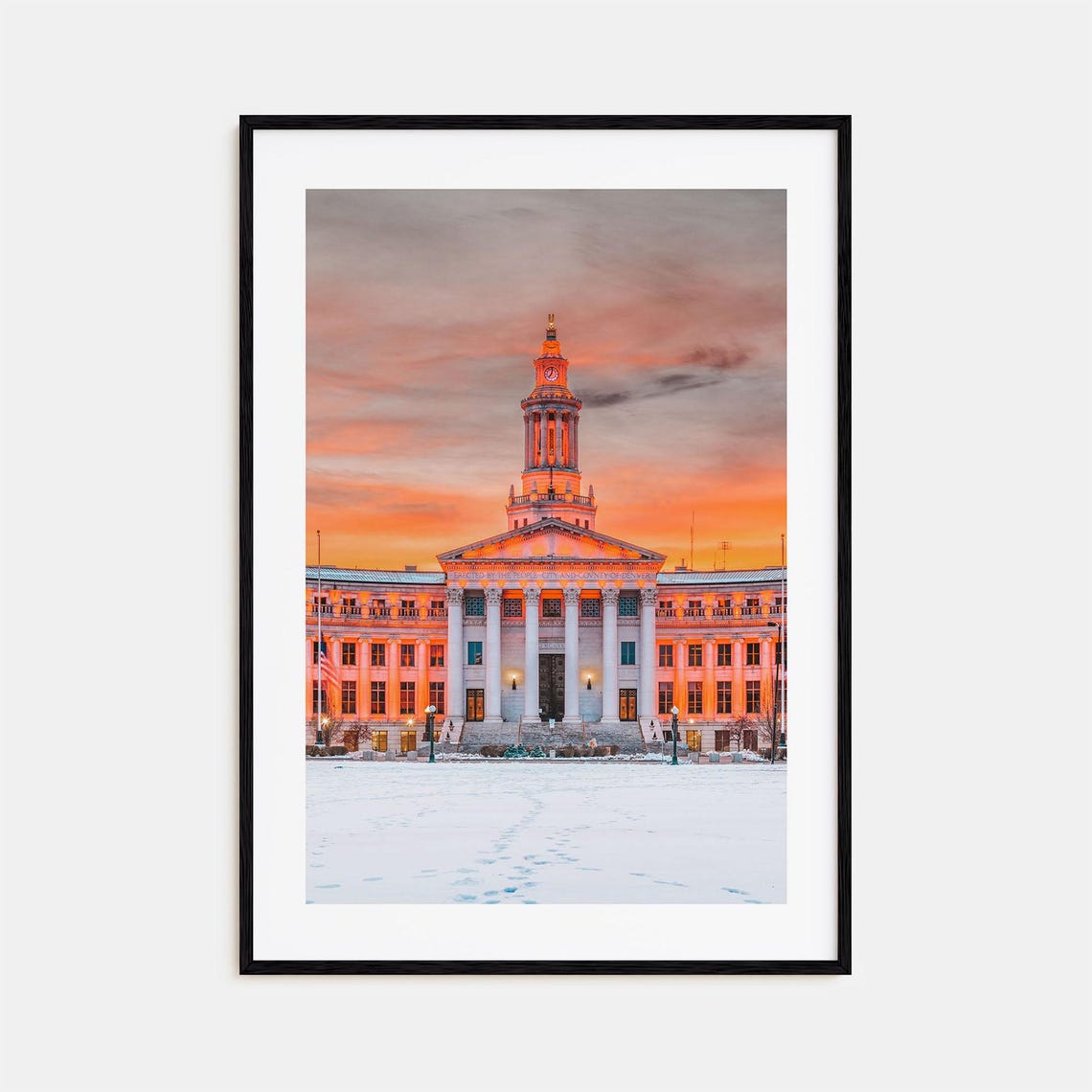 Denver City County Building Winter Sunset Colorful Photography Poster
