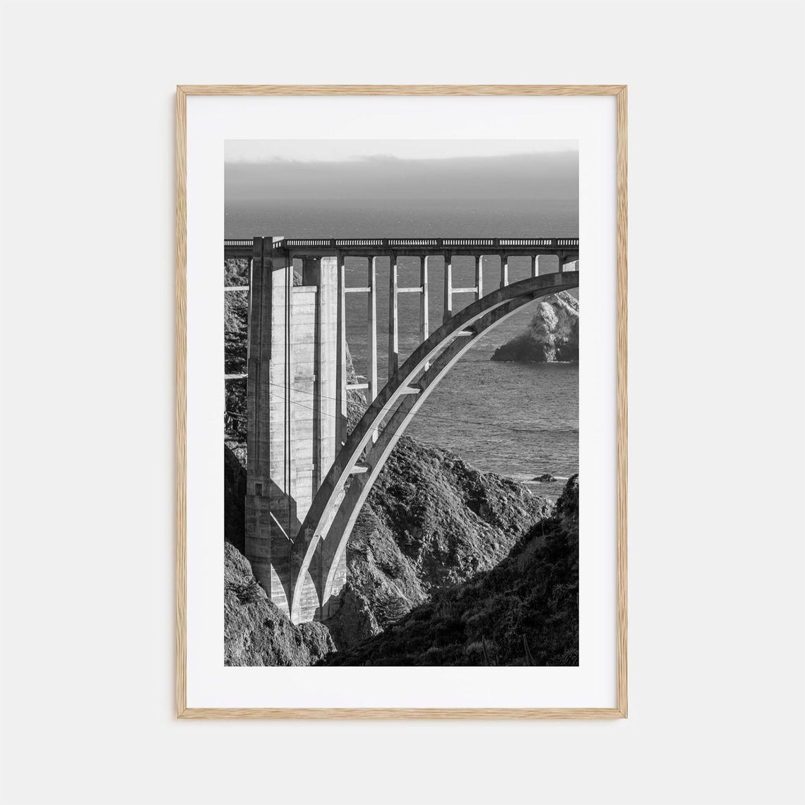 Bixby Creek Bridge Big Sur Arch Black and White Photo Poster