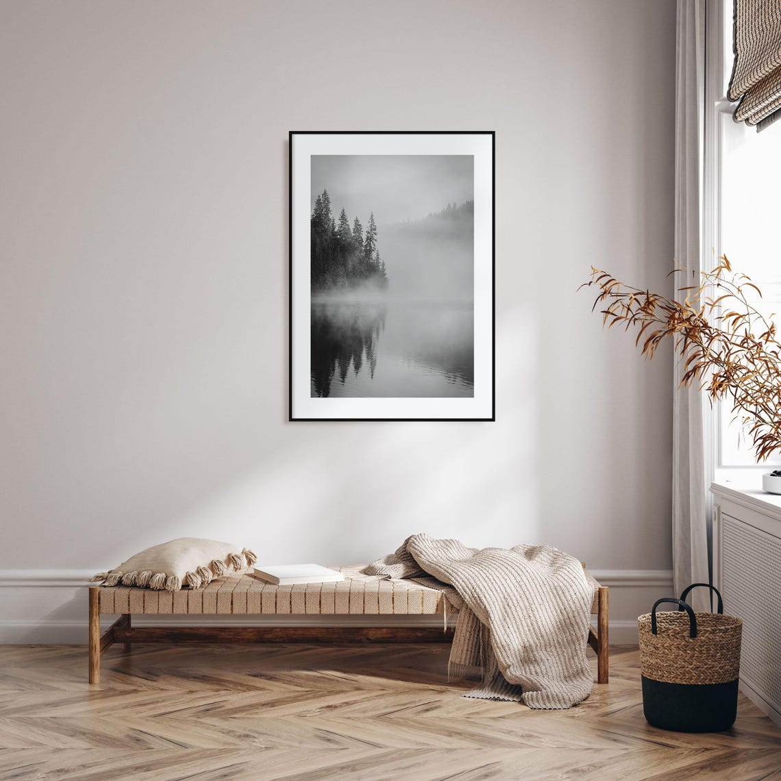 Foggy Forest Photo Poster Print No 2 Foggy Forest Black And White Art Foggy Forest Photography Foggy Forest Travel Map Poster - Image 2