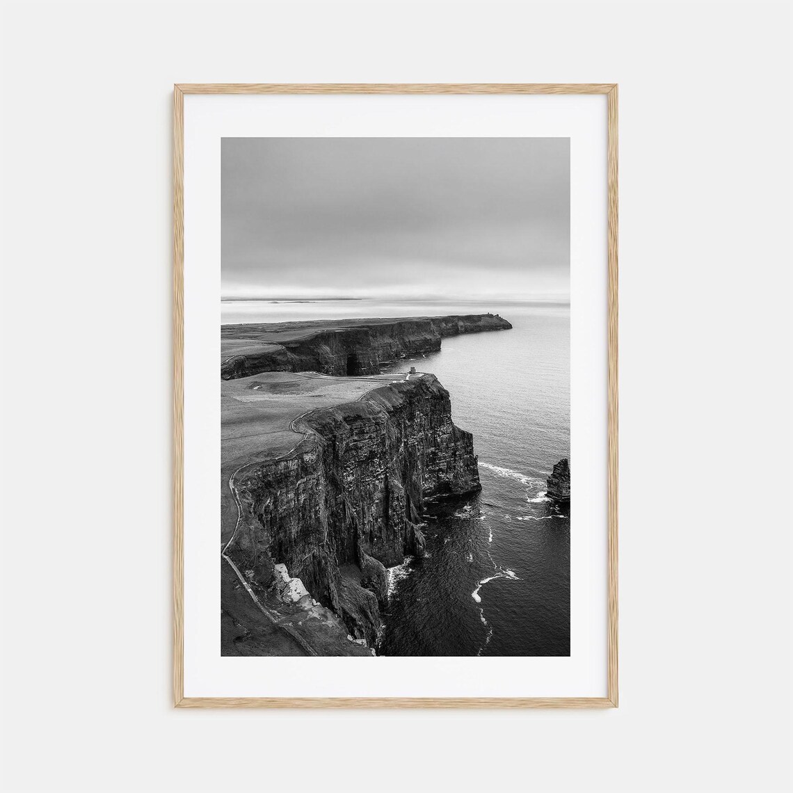 Sunset Cliffs Black and White Travel Poster