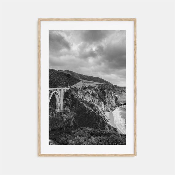 Big Sur Black And White Travel Poster, Wall Art Print
