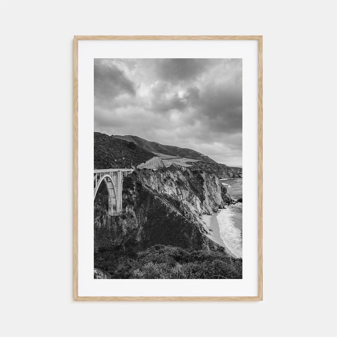 Big Sur Black And White Travel Poster, Wall Art Print