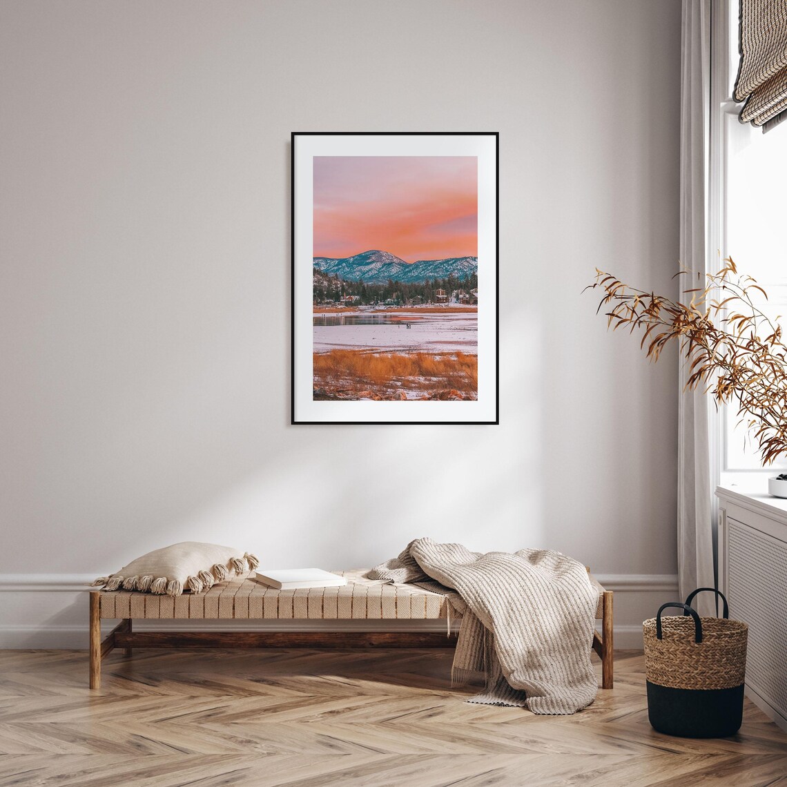 Big Bear Lake Frozen Sunset Mountains Colorful Photography Poster - Image 2