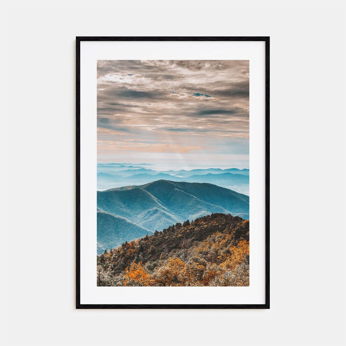 Blue Ridge Mountains Layered Ridges Autumn Fall Colors Nature Poster