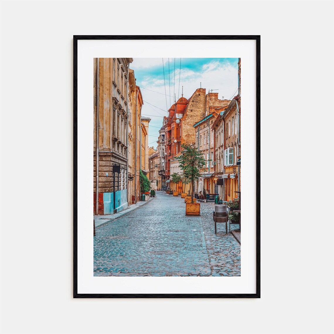 Lviv Old Town Cobblestone Street Historic Buildings Europe Poster