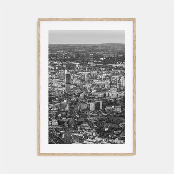 Manchester England Black And White Travel Poster