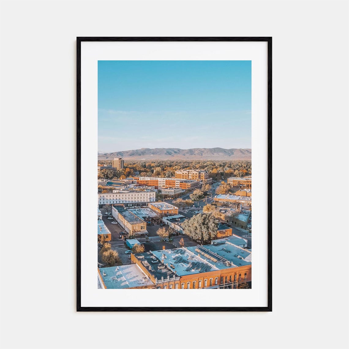 Fort Collins Colorado Downtown Aerial Photo Old Town Mountains Poster