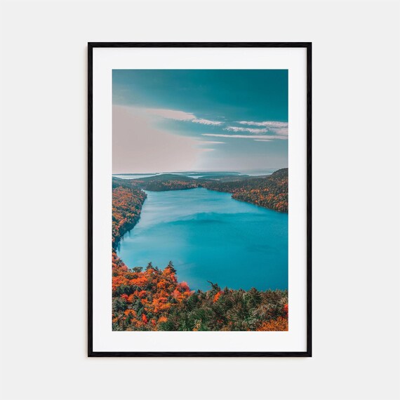 Acadia National Park Turquoise Lake Fall Foliage Aerial Poster