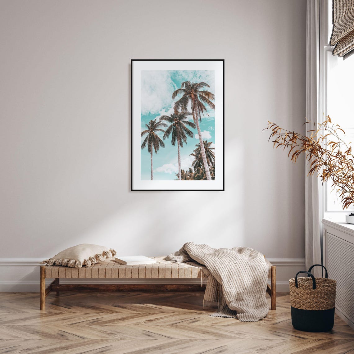 Tall Coconut Palms Against Turquoise Sky Tropical View Print - Image 2