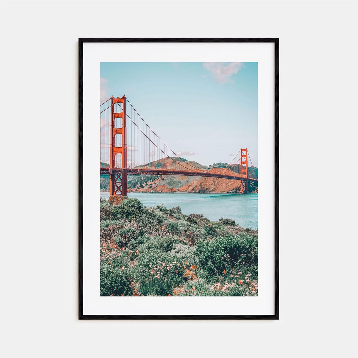 San Francisco Golden Gate Bridge Wildflower Spring Scene Poster