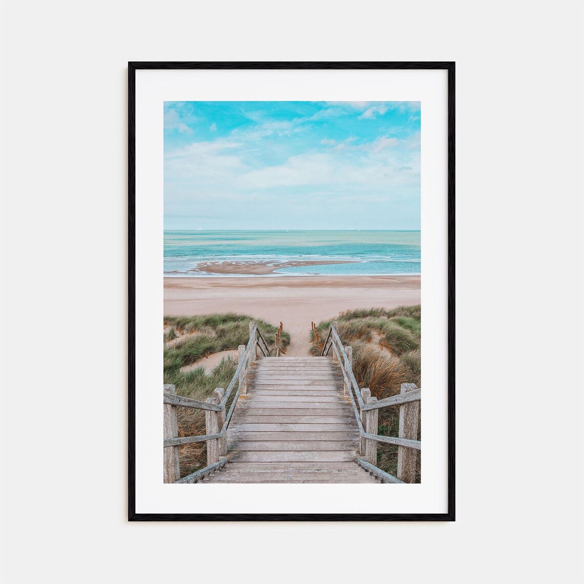 Belgium Coast Wooden Boardwalk Through Dunes To Beach Photo Poster