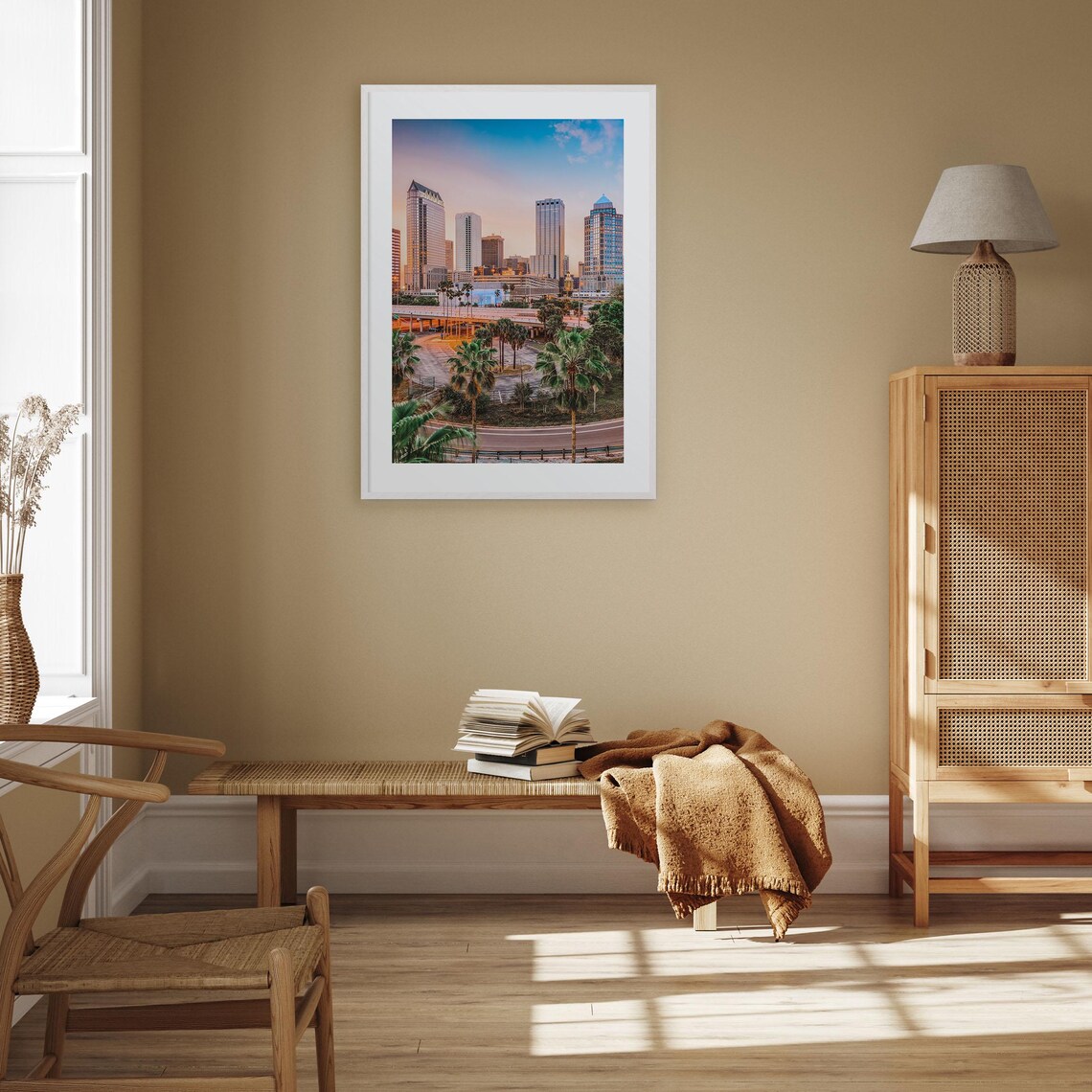 Tampa Florida Downtown Skyline Sunset Palm Trees Photo Poster - Image 3